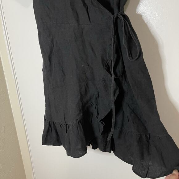 Los angeles atelier & other stories black linen wrap mini dress size US 8 - Picture 3 of 5